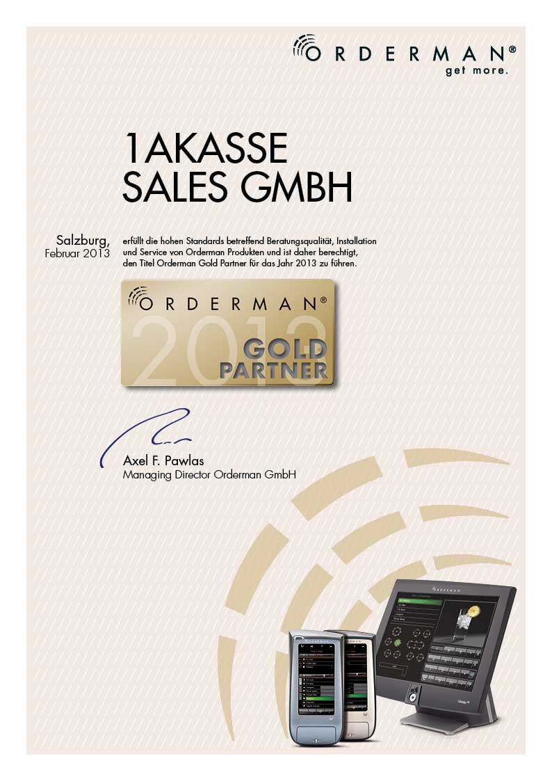 Orderman Gold Zertifikat